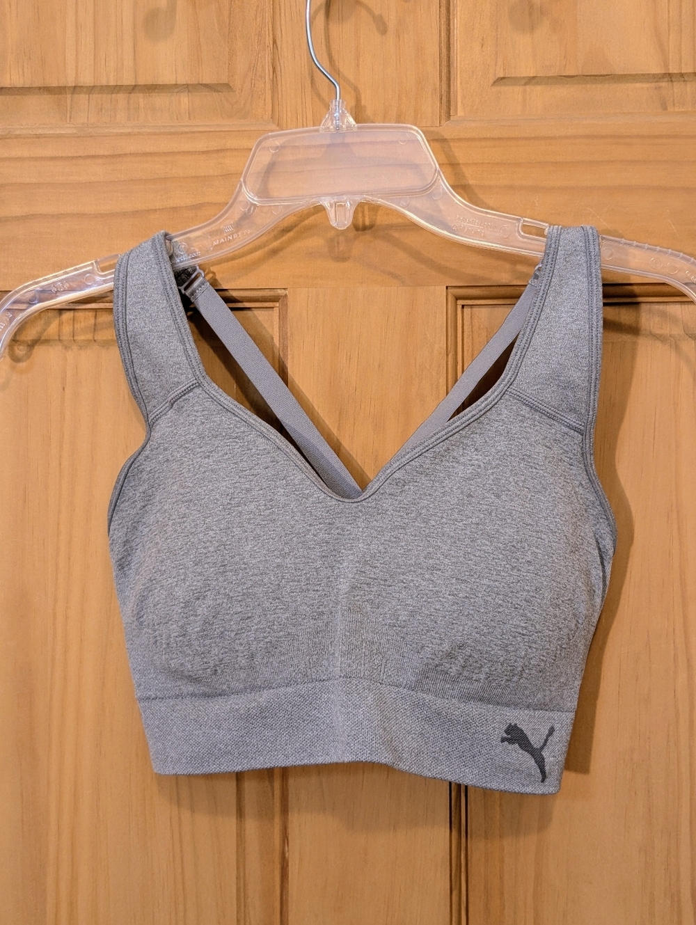 Puma Sports Bra Seamless Drycell Convertible Gray Running Athletic Women's Med